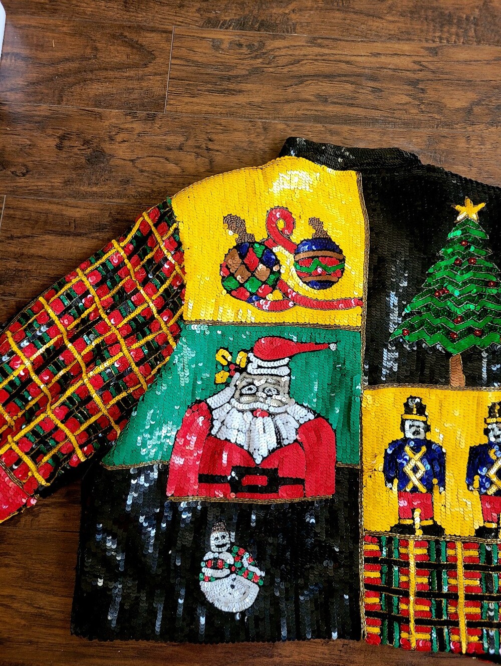 Vintage Just Fabulous Christmas Sequin Jacket Santa Nutcracker Size L - Picture 13 of 13